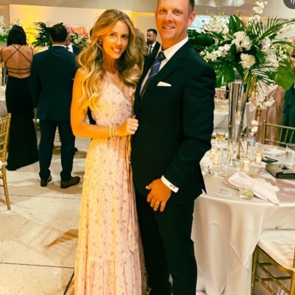 New with Tag: LoveShackFancy Bobbi Floral Chiffon Tiered Maxi Wrap Dress. - Picture 4 of 11